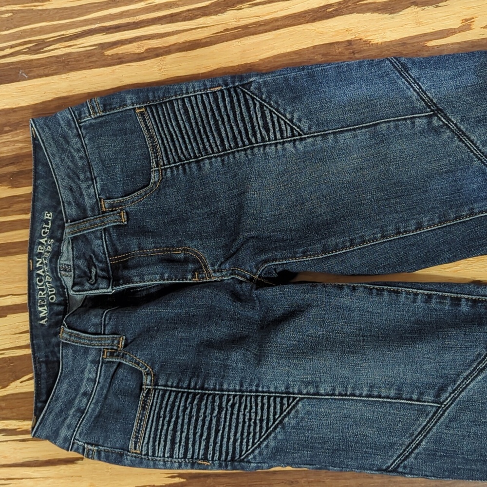 AEO jeggings ankle super stretch moto jeans